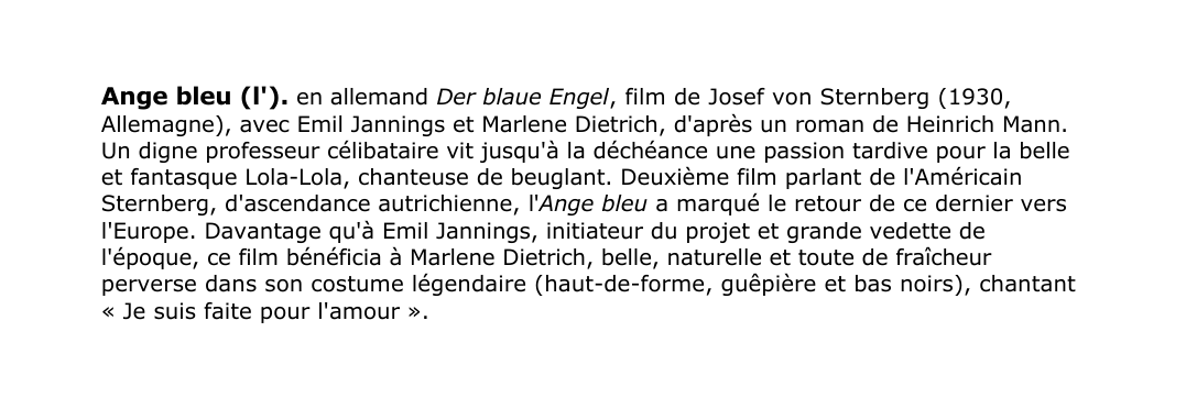 Prévisualisation du document Ange bleu (l').