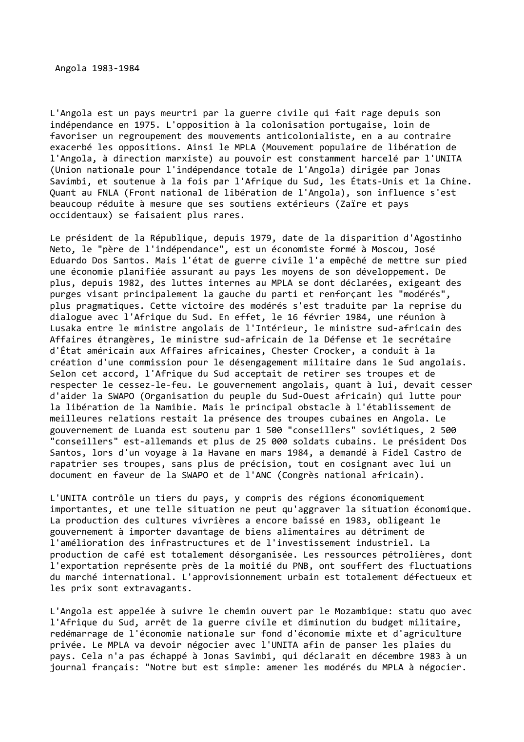 Prévisualisation du document Angola 1983-1984