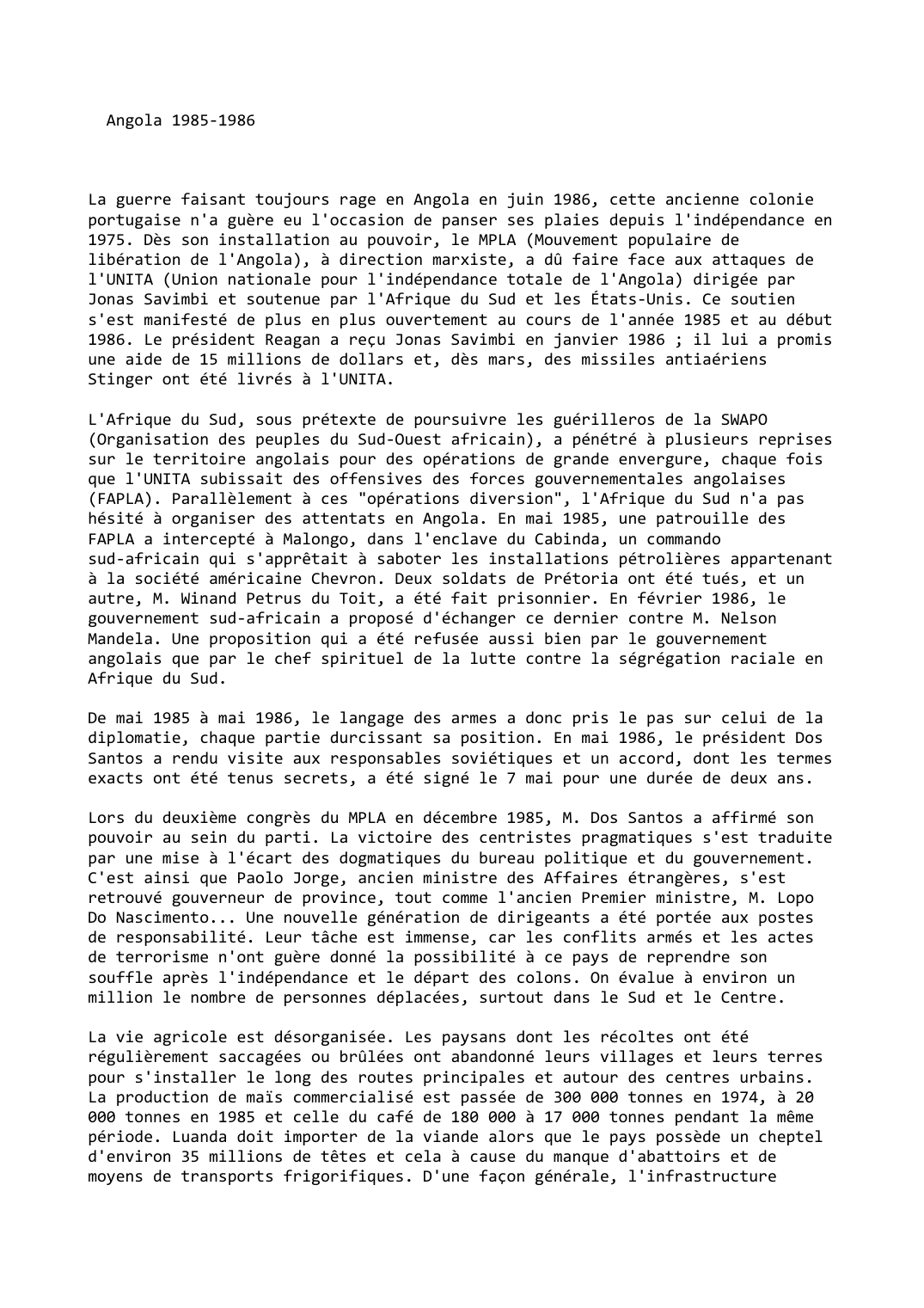 Prévisualisation du document Angola 1985-1986