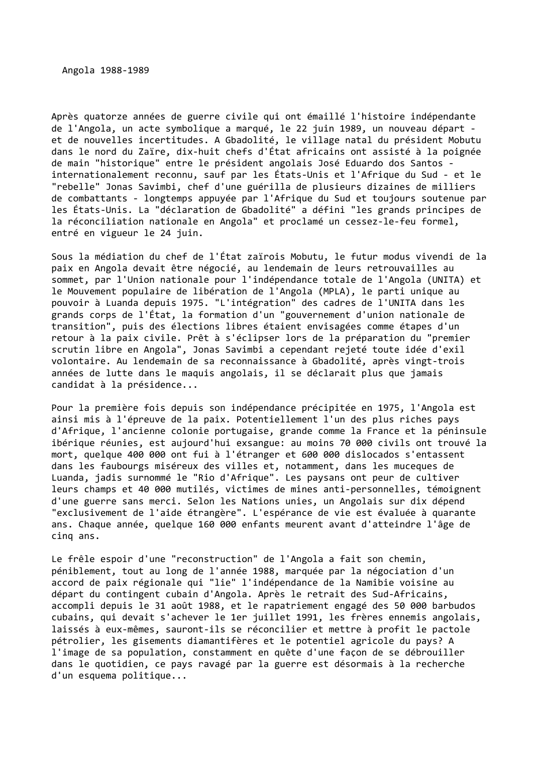 Prévisualisation du document Angola (1988-1989)