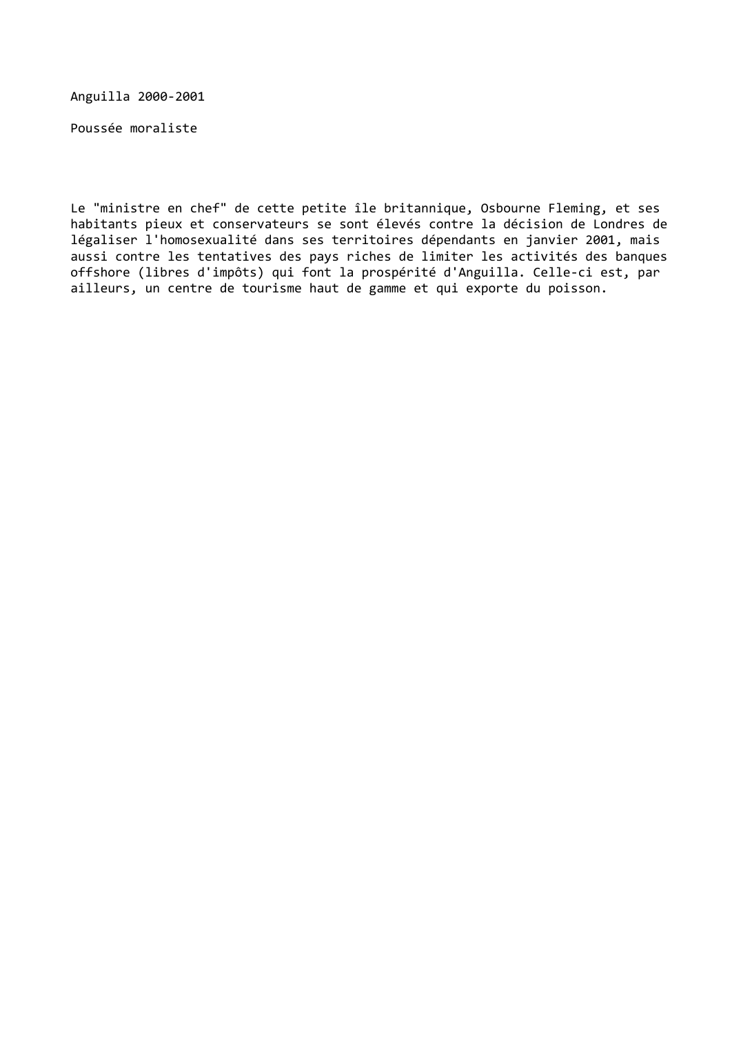 Prévisualisation du document Anguilla (2000-2001)
Poussée moraliste