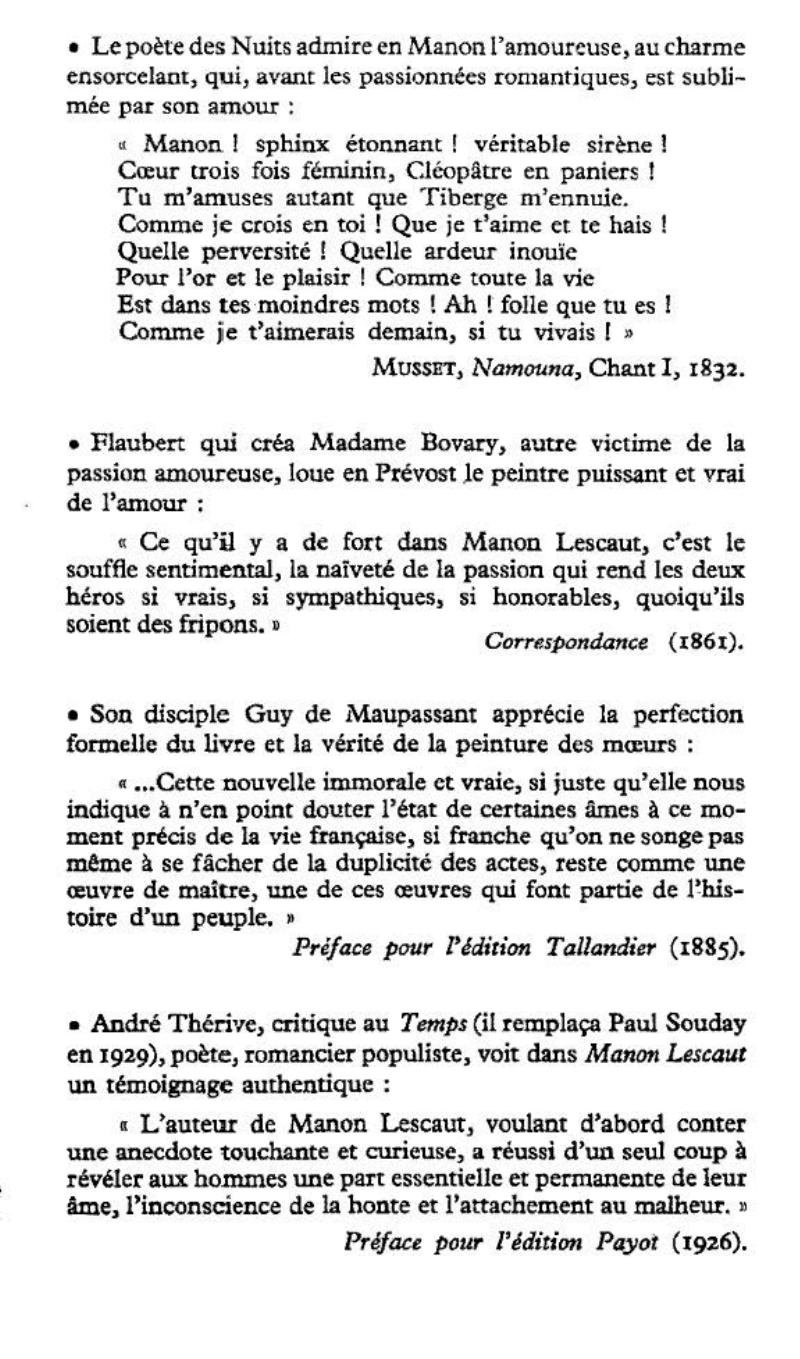 Prévisualisation du document Annexes  Manon Lescaut de l'Abbé Prévost ► Extraits de jugements critiques