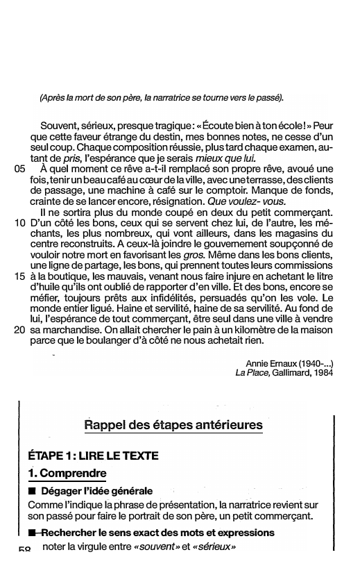 Prévisualisation du document Annie Ernaux (1940-...) La Place, Gallimard, 1984: Souvent, sérieux, presque tragique