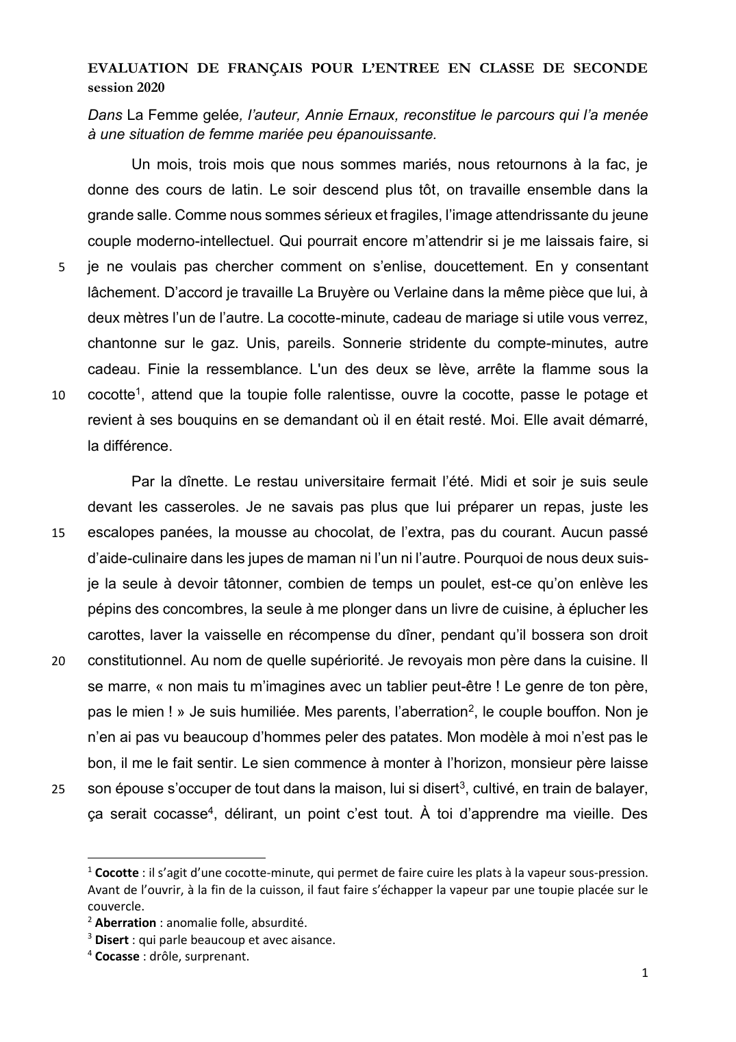 Prévisualisation du document Annie Ernaux, La Femme gelée (1981), in Ecrire la vie, Quarto Gallimard (2011)