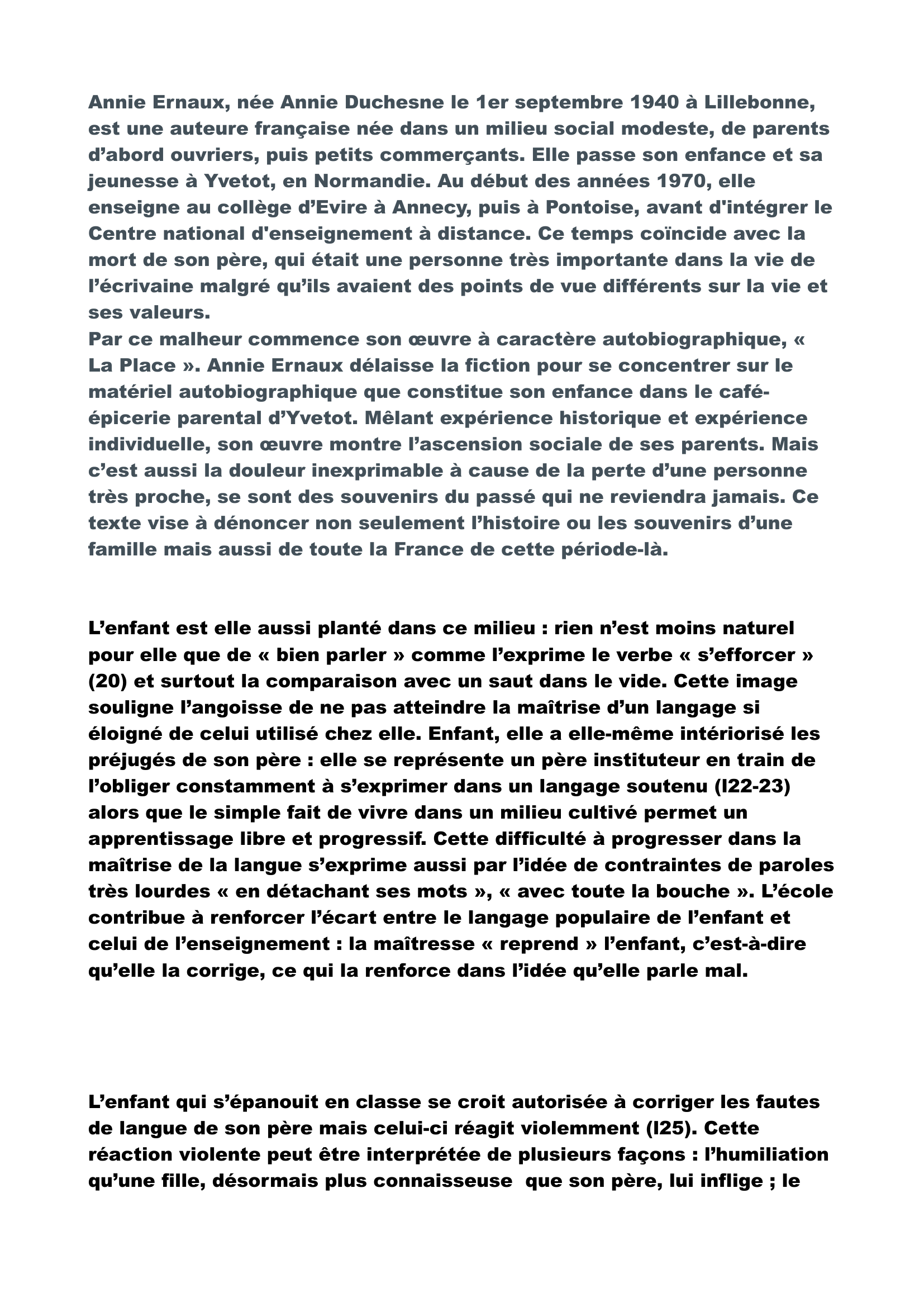 Prévisualisation du document Annie Ernaux - La place (commentaire de texte)