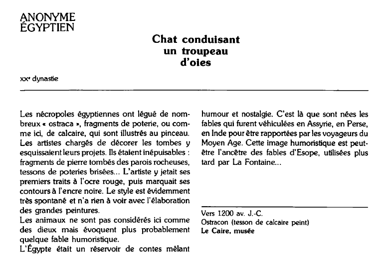 Prévisualisation du document ANONYME ÉGYPTIENChat conduisantun troupeaud'oies (analyse).