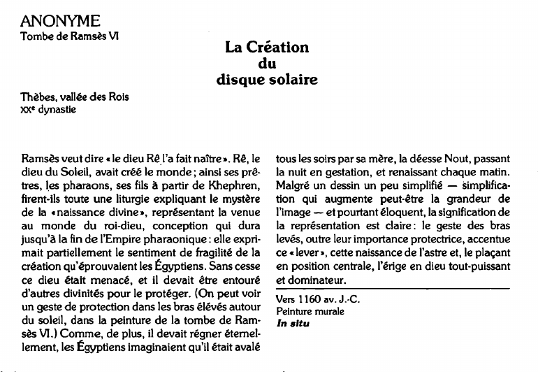 Prévisualisation du document ANONYME: La Créationdu disque solaire.