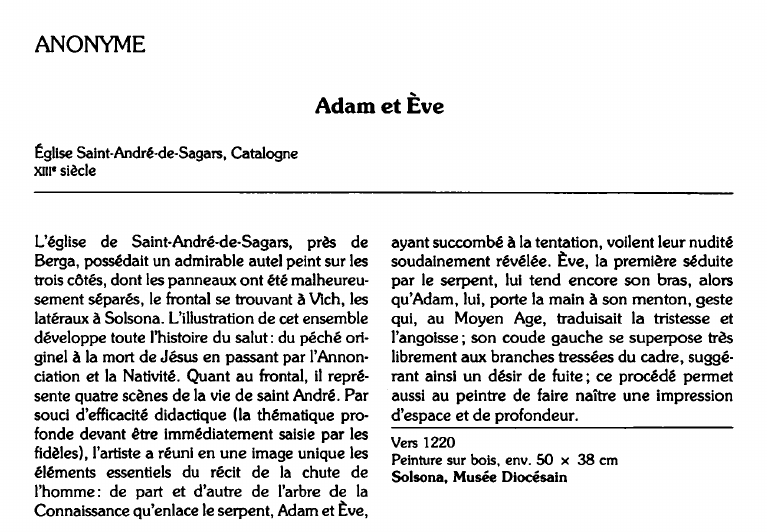 Prévisualisation du document ANONYME:Adam et Ève (analyse du tableau).