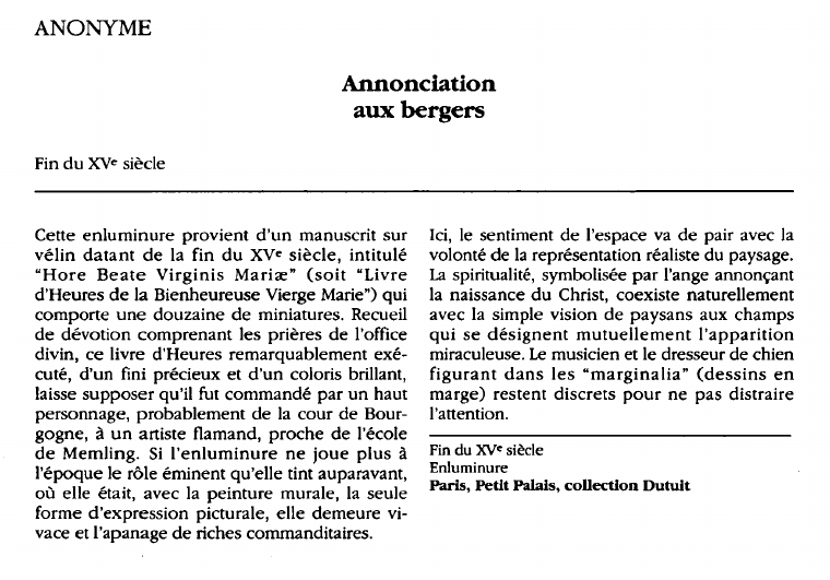 Prévisualisation du document ANONYME:Annonciationaux bergers (analyse du tableau).