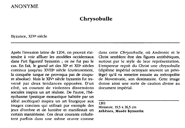 Prévisualisation du document ANONYME:Chrysobulle (analyse du tableau).