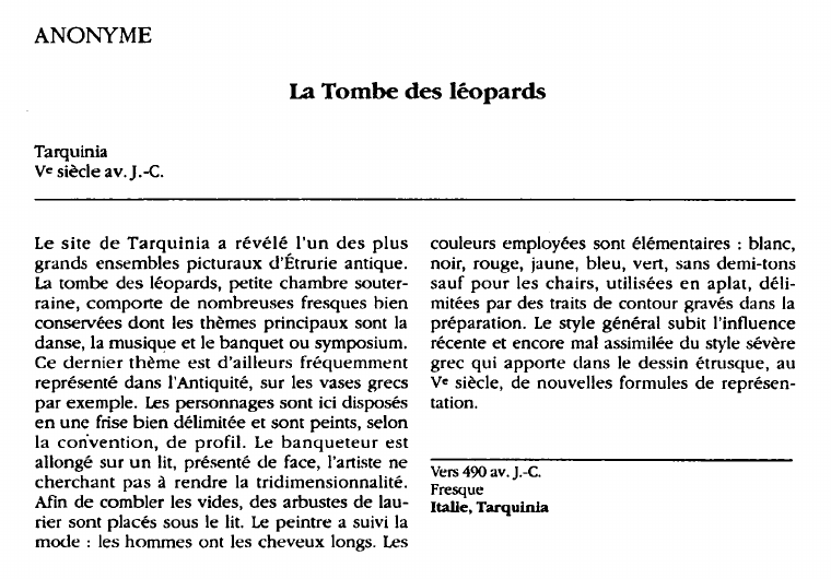 Prévisualisation du document ANONYME:La Tombe des léopardsTarquinia.