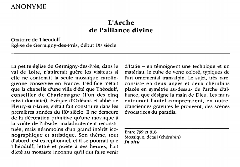 Prévisualisation du document ANONYME:L'Archede l'alliance divine(analyse).