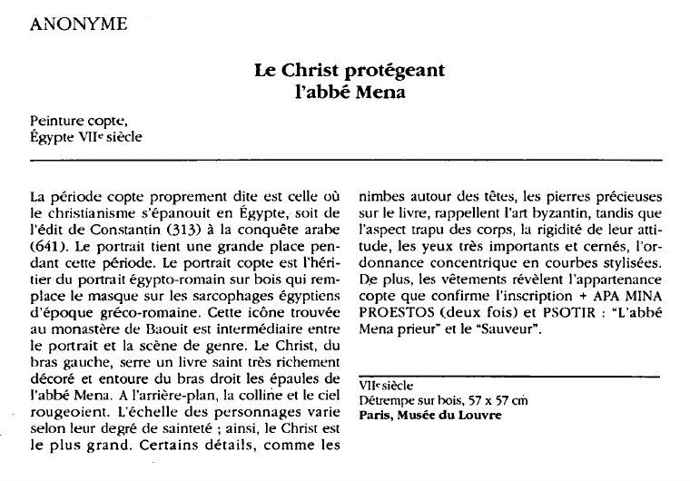 Prévisualisation du document ANONYME:Le Christ protégeantl'abbé Mena.