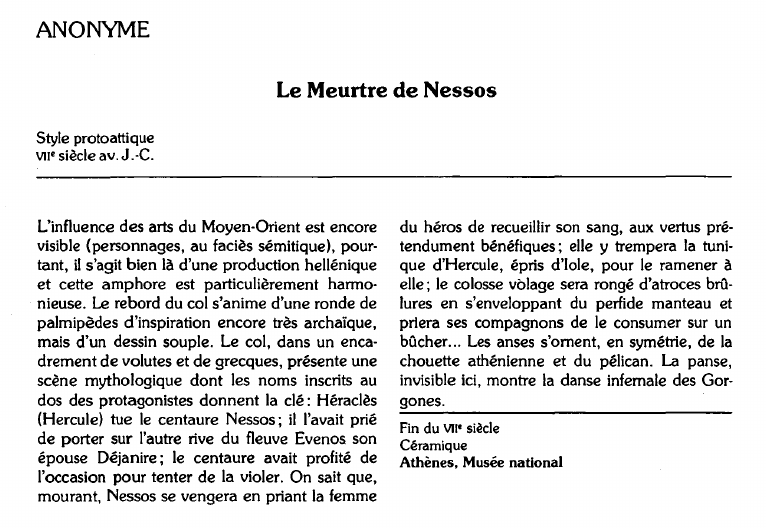 Prévisualisation du document ANONYME:Le Meurtre de Nessos (analyse).
