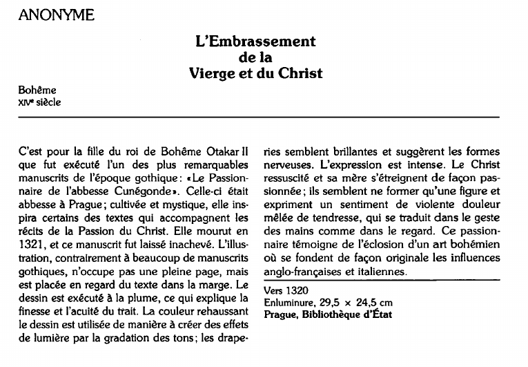 Prévisualisation du document ANONYME:L'Embrassementde laVierge et du Christ (analyse).