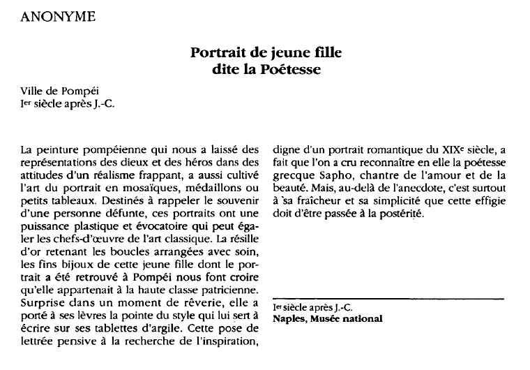 Prévisualisation du document ANONYME:Portrait de jeune filledite la Poétesse.