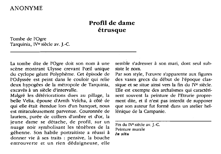 Prévisualisation du document ANONYME:Profil de dameétrusque.