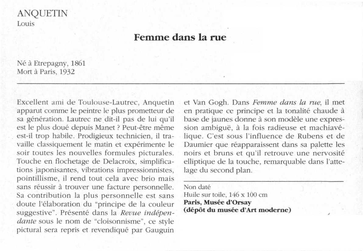 Prévisualisation du document ANQUETIN Louis : Femme dans la rue