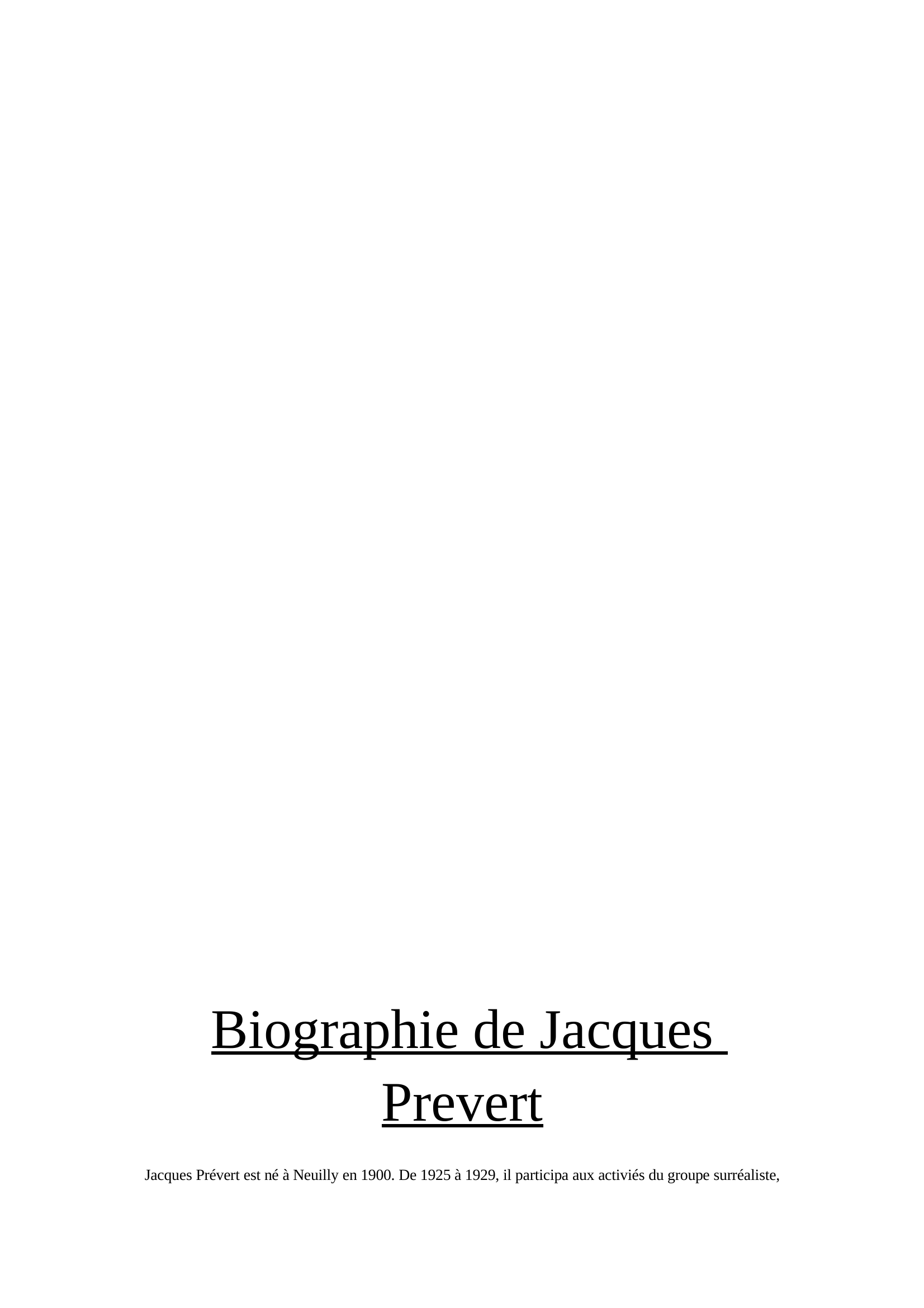 Prévisualisation du document Anthologie Jacques Prévert