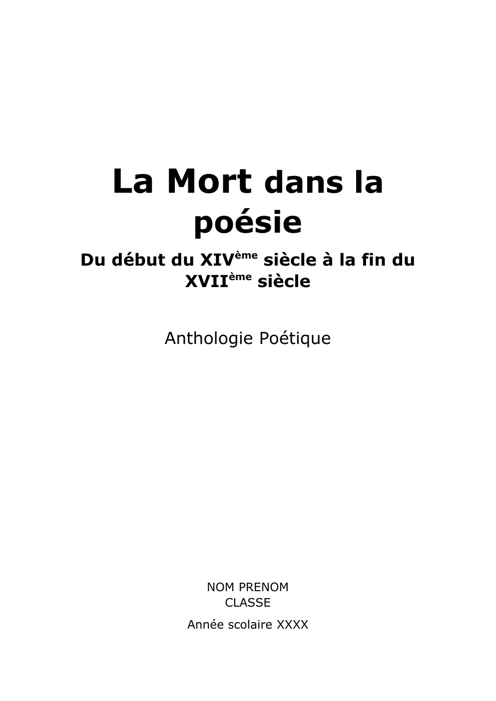 Prévisualisation du document Anthologie Poétique : la mort