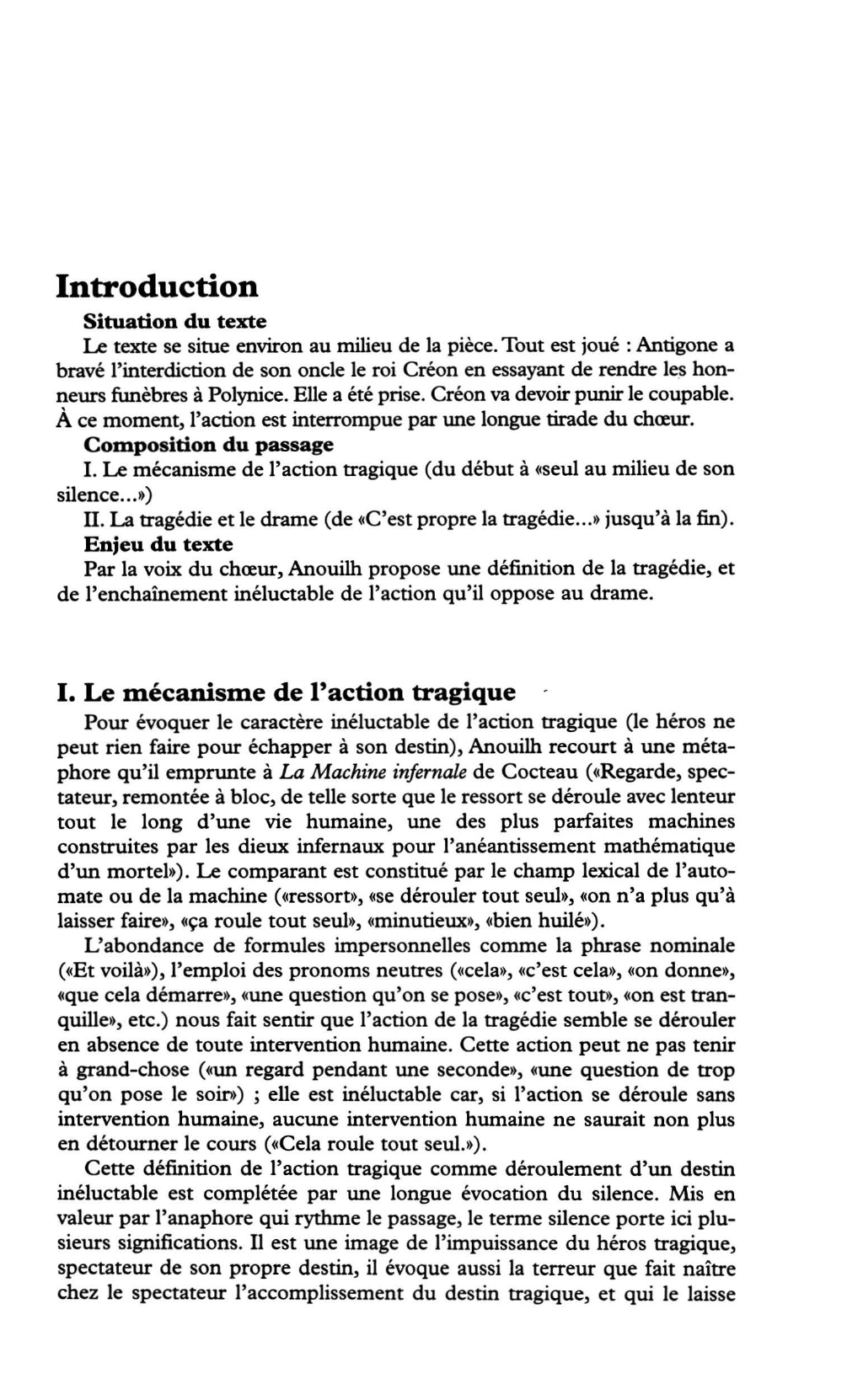 Prévisualisation du document Antigone d'Anouilh : tirade du Choeur (lecture méthodique)