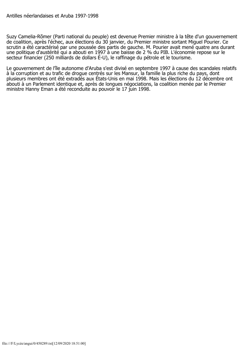 Prévisualisation du document Antilles néerlandaises et Aruba (1997-1998)