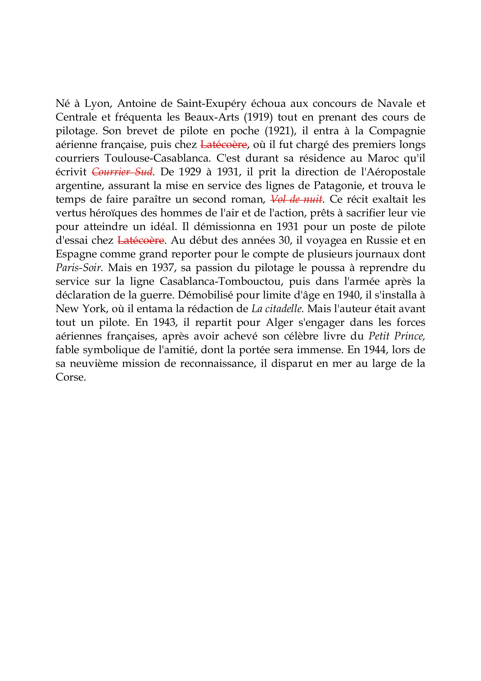 Prévisualisation du document Antoine de Saint-ExupéryNé à Lyon, Antoine de Saint-Exupéry échoua aux concours de Navale etCentrale et fréquenta les Beaux-Arts (1919) tout en prenant des cours depilotage.