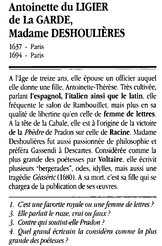 Prévisualisation du document Antoinette du LIGIER de La GARDE, Madame DESHOULIÈRES