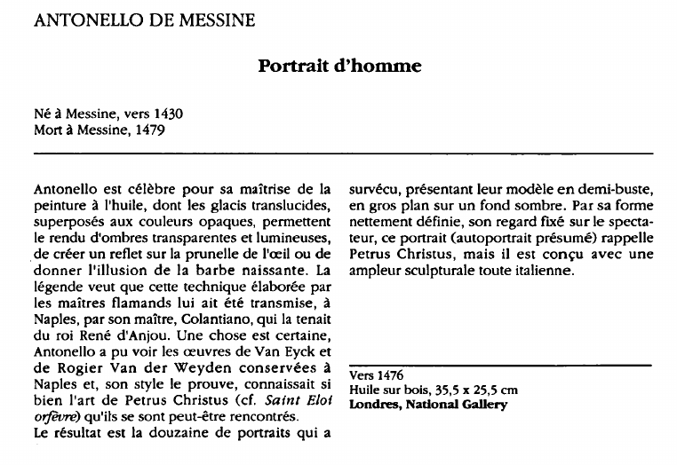 Prévisualisation du document ANTONELLO DE MESSINE:Portrait d'homme (analyse du tableau).