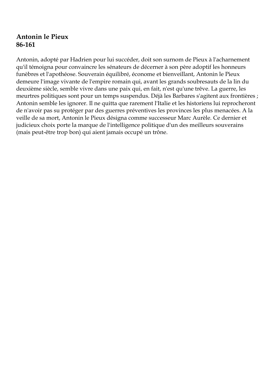 Prévisualisation du document Antonin le Pieux (86-161)