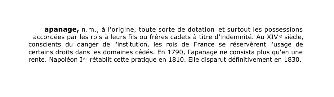 Prévisualisation du document apanage, n .