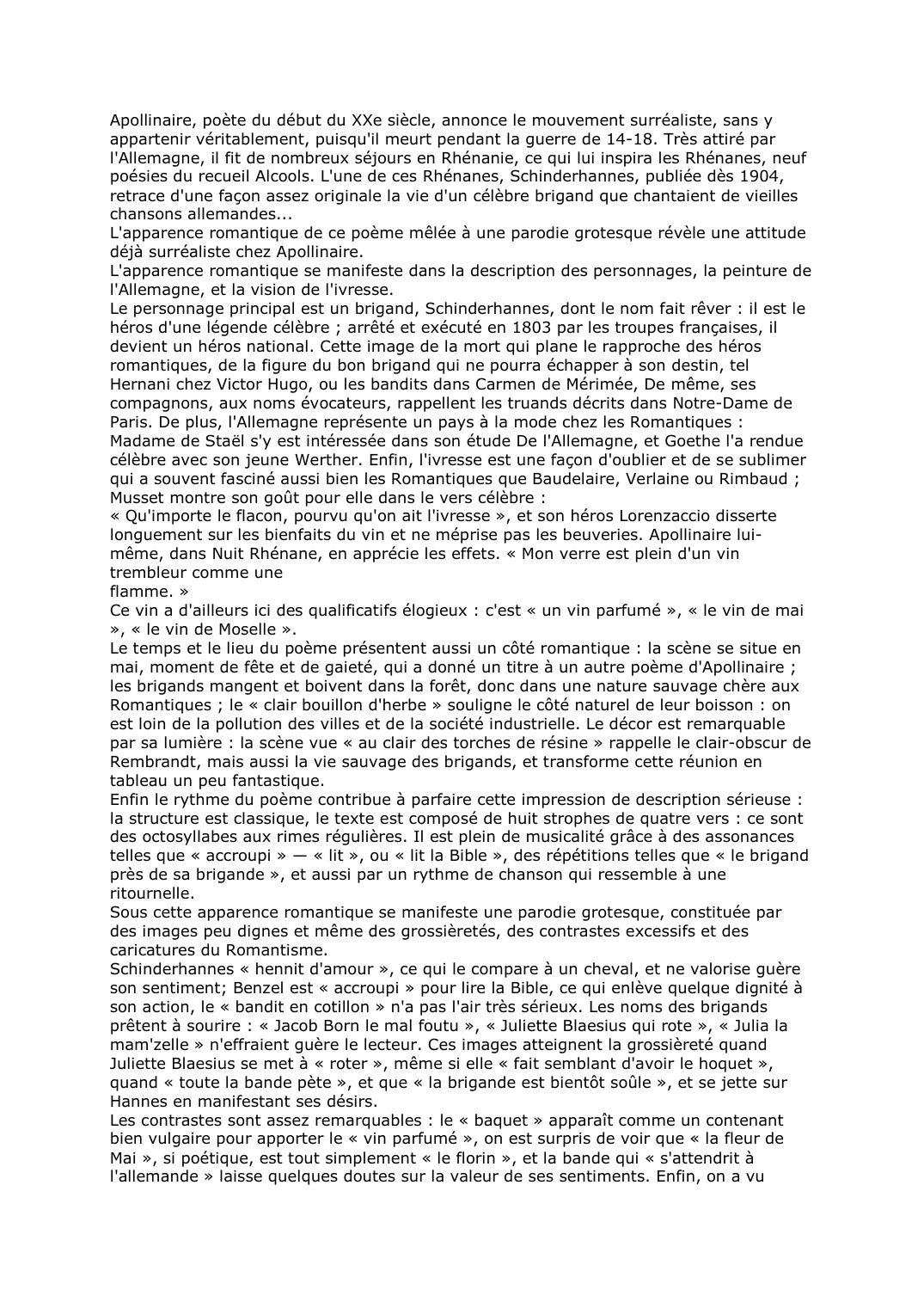 Prévisualisation du document Apollinaire et le brigand Schinderhannes - Rhénanes. Commentaire