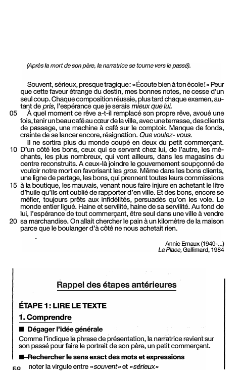 Prévisualisation du document (Après la mort de son père, la narratrice se tourne vers le passé).

05

10

15

20

Souvent, sérieux, presque...