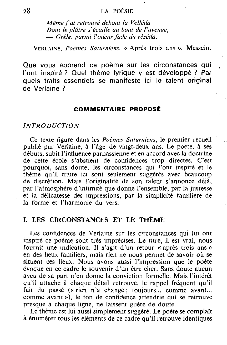 Prévisualisation du document APRÈS TROIS ANS - Commentaire complet