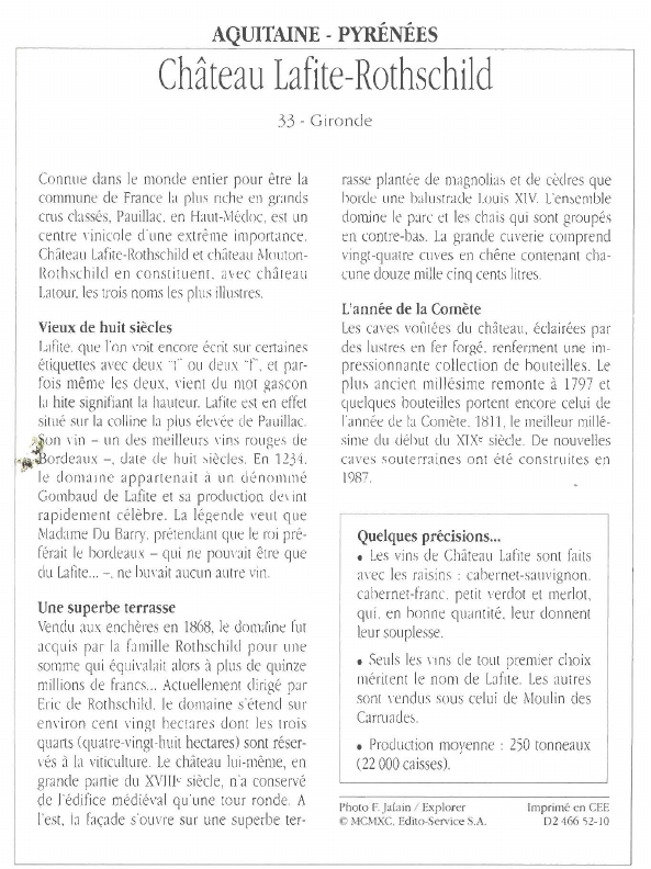 Prévisualisation du document AQUITAINE - PYRÉNÉES :Château Lafite-Rothschild.