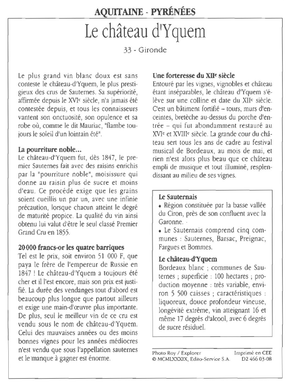 Prévisualisation du document AQUITAINE - PYRÉNÉESLe château d'Yquem.