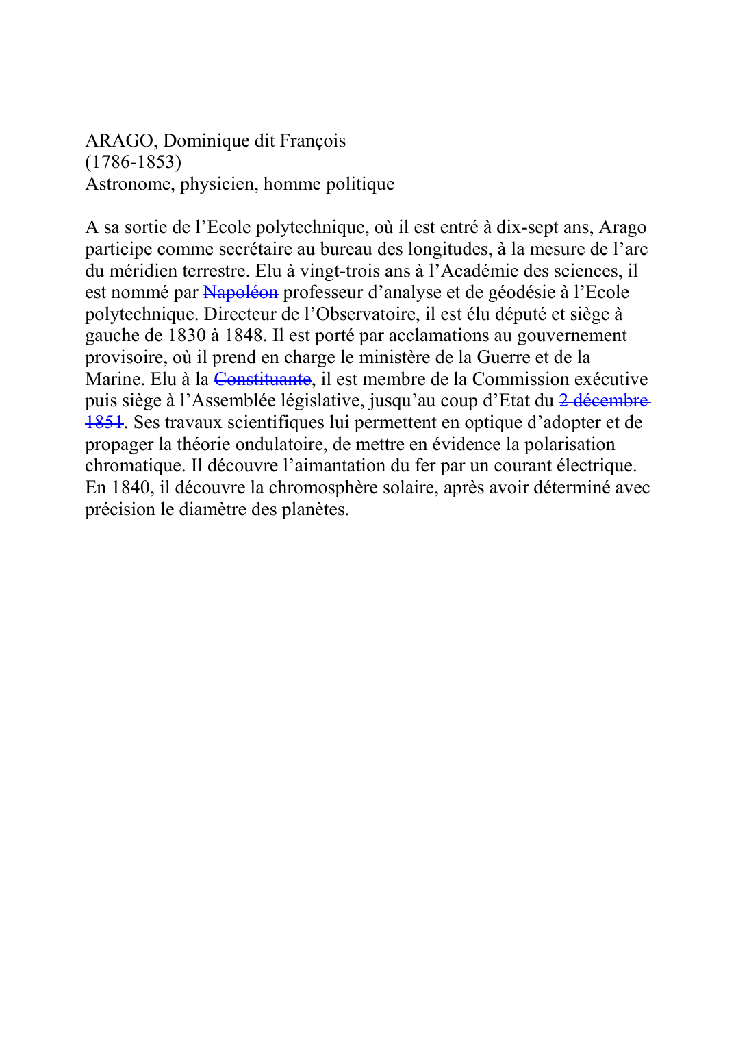 Prévisualisation du document ARAGO, Dominique dit François (1786-1853)
