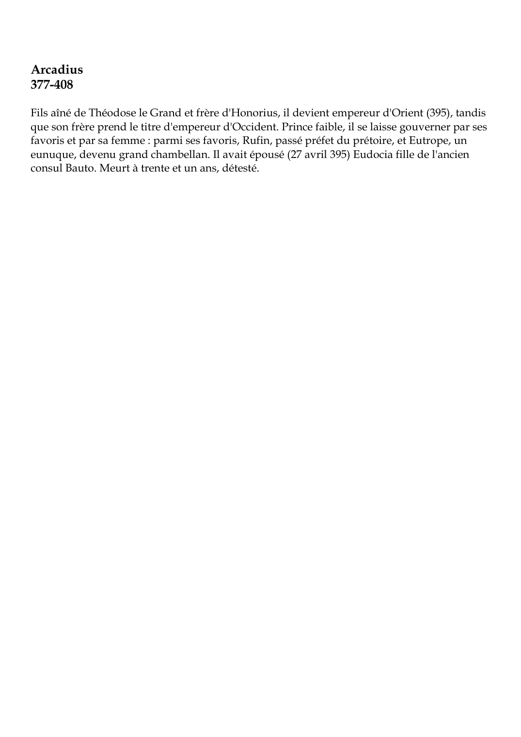 Prévisualisation du document Arcadius (377-408)