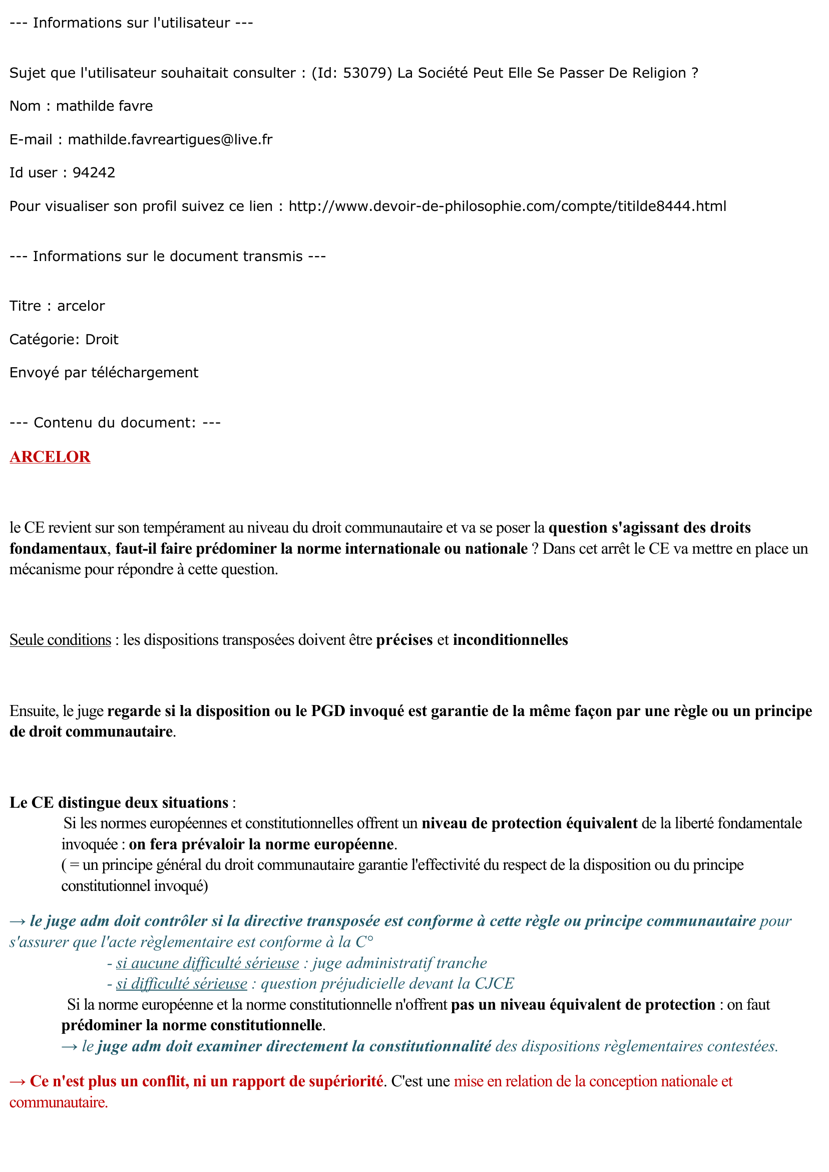 Prévisualisation du document ARCELOR