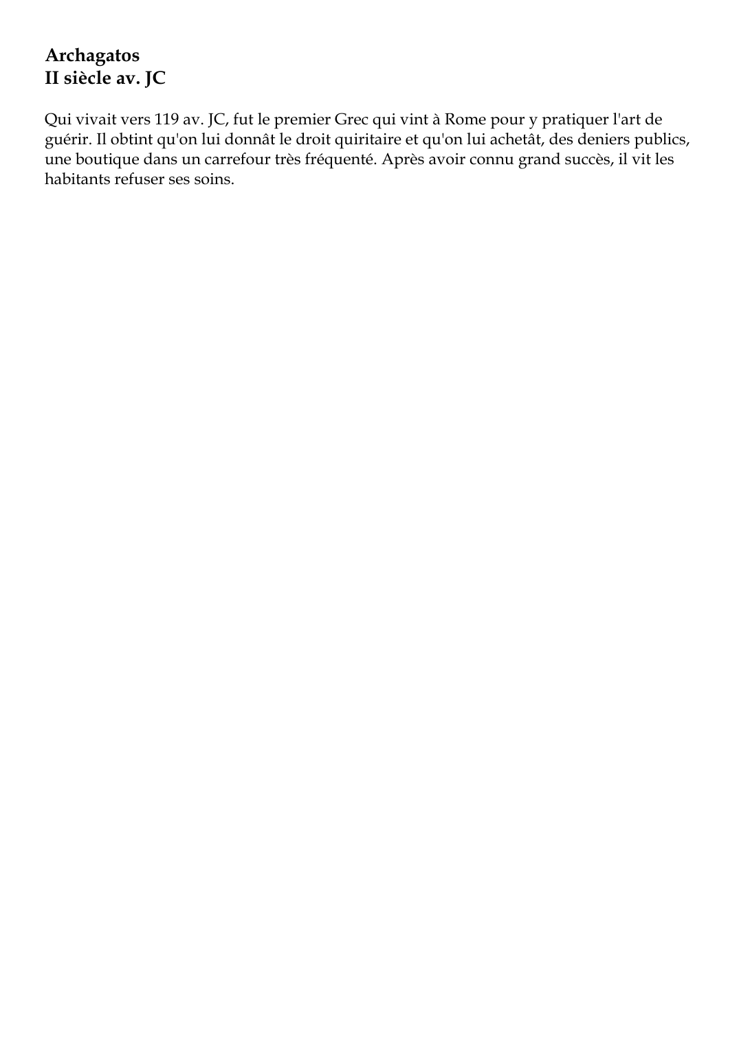 Prévisualisation du document ArchagatosII siècle av.
