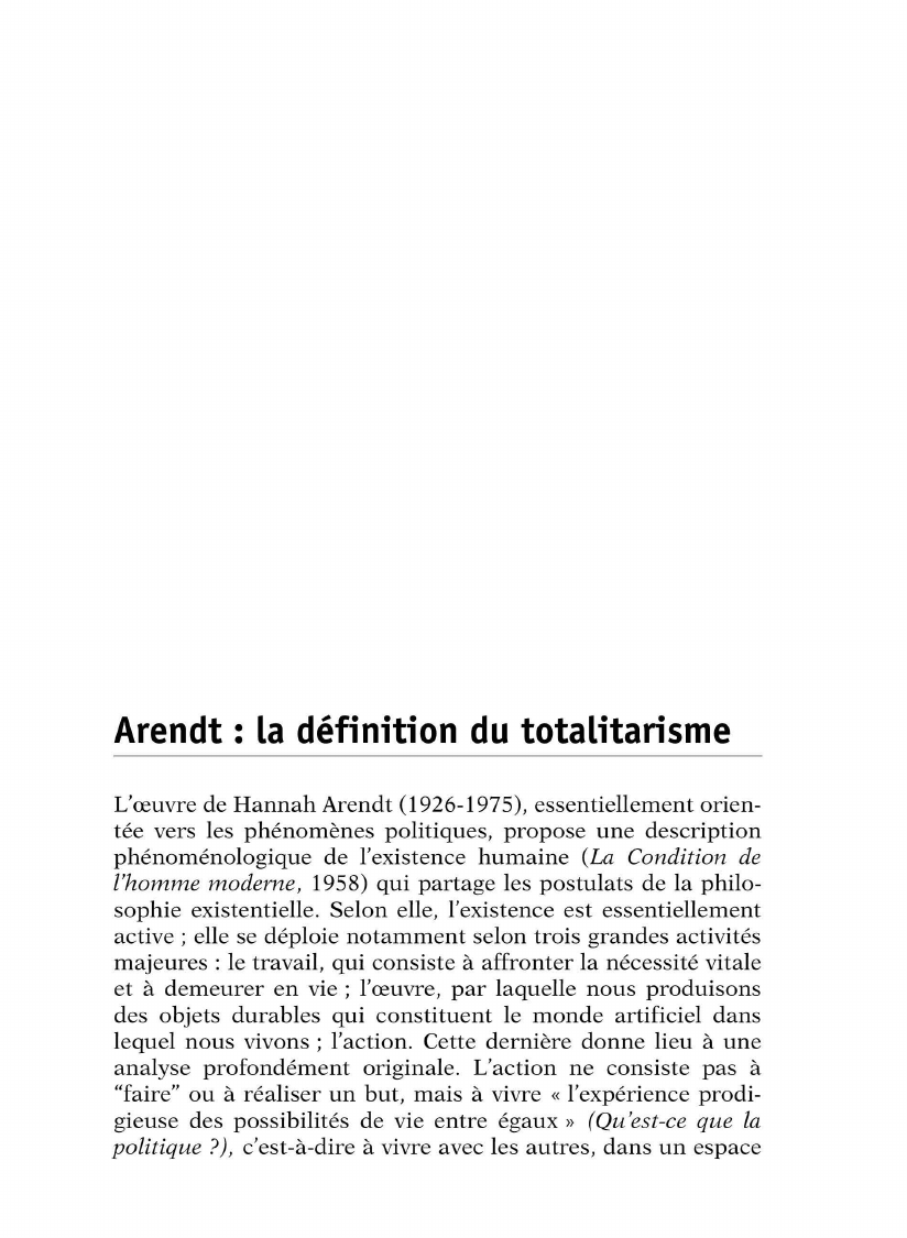 Prévisualisation du document Arendt : la définition du totalitarisme