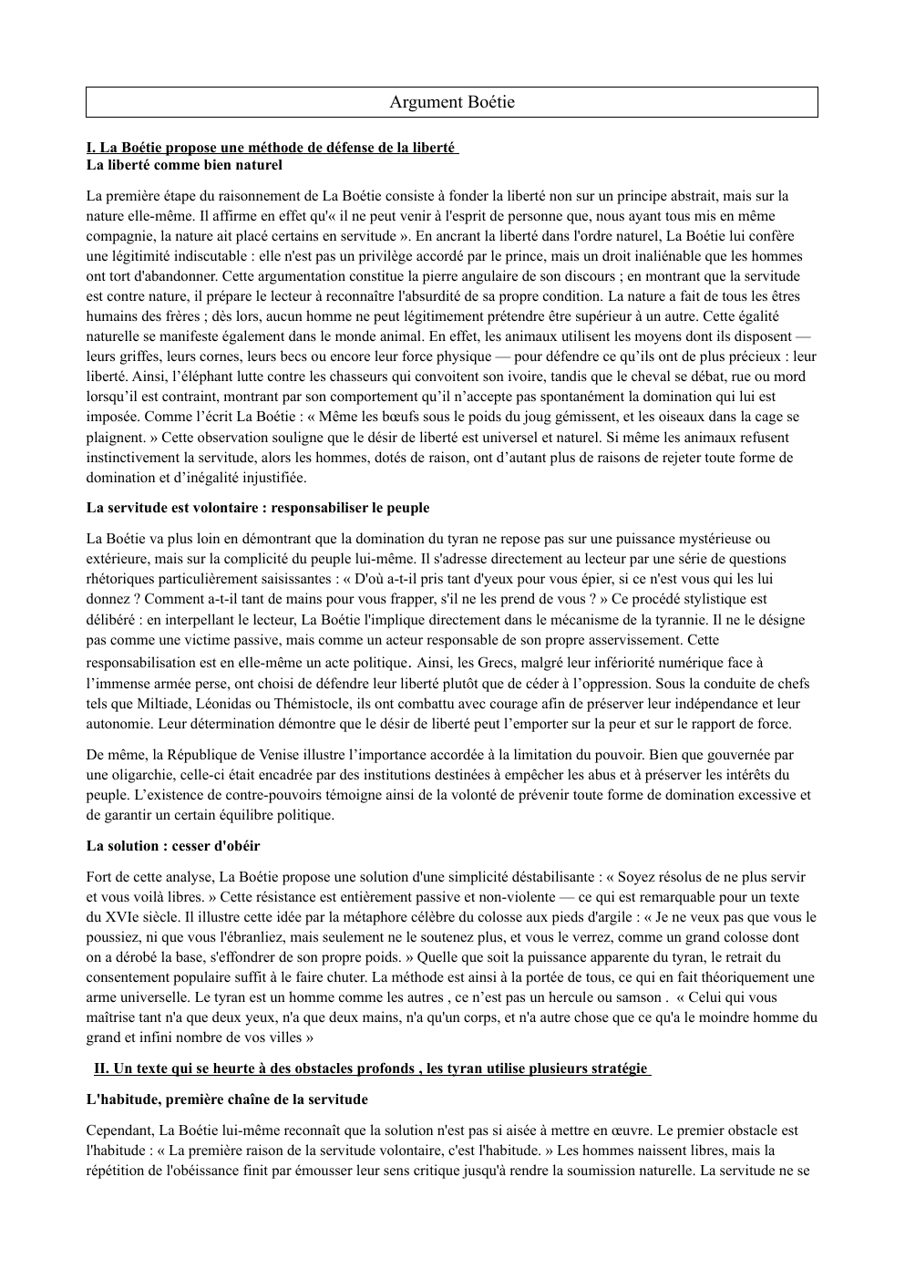 Prévisualisation du document Argument Boétie