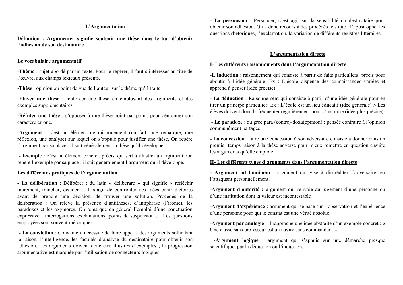 Prévisualisation du document argumentation fiche première
