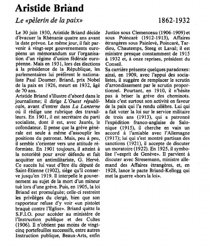 Prévisualisation du document Aristide BriàndLe «pèlerin de la paix».
