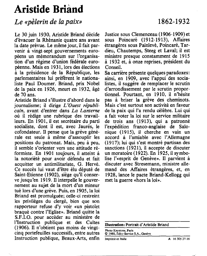 Prévisualisation du document Aristide BriàndLe «pèlerin de la paix».