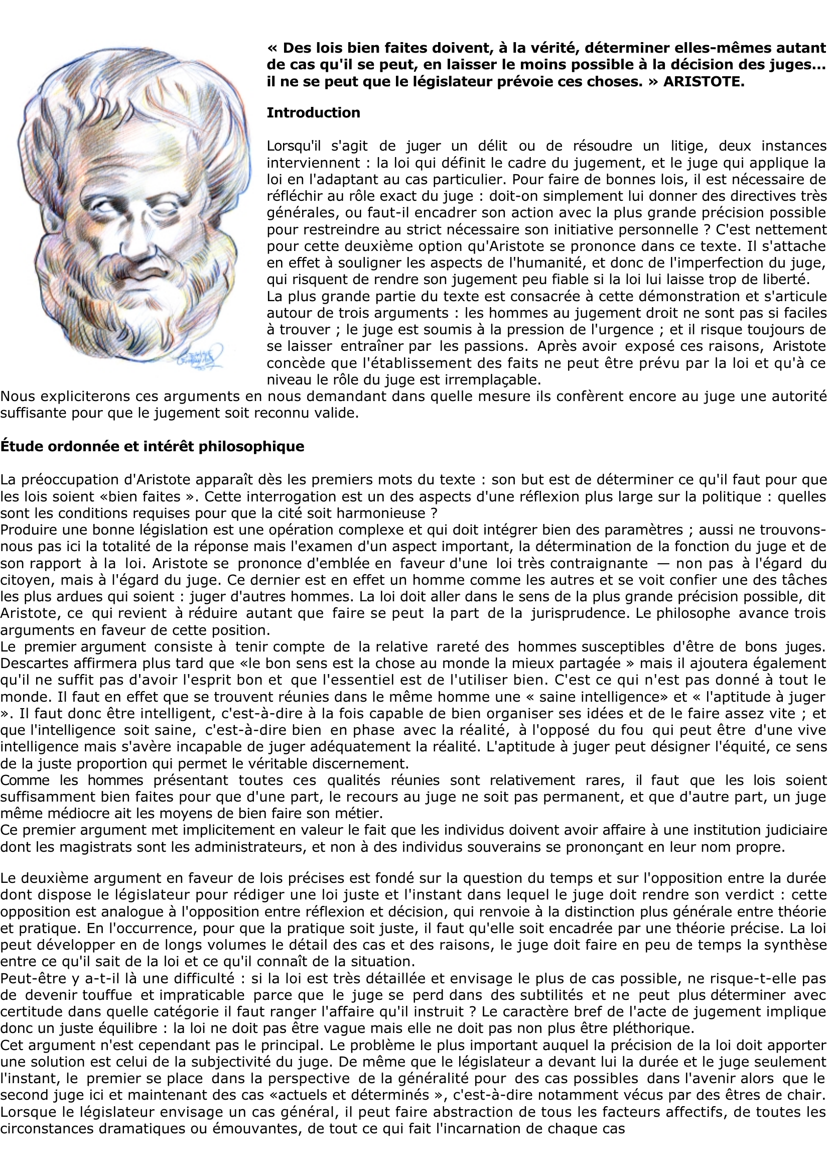 Prévisualisation du document Aristote: Des lois bien faites