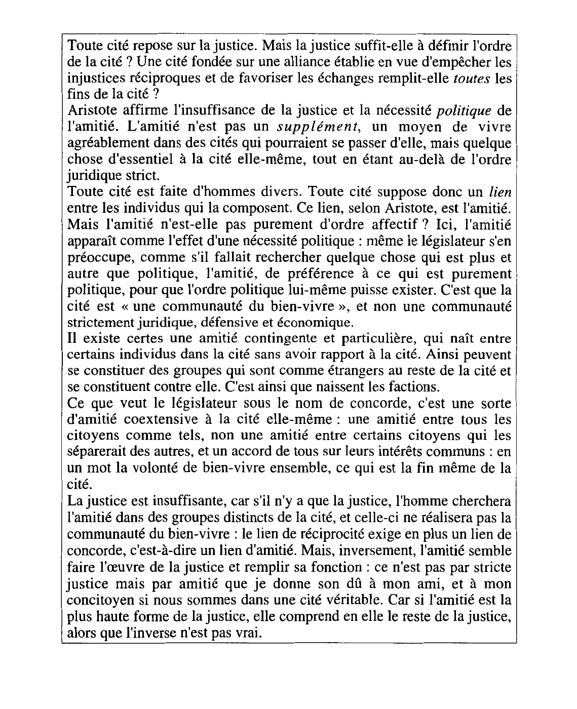 Prévisualisation du document Aristote, Éthique à Nicomaque, VIII, 1, 1155a 22-28,  ad. Tricot, Vrin, 1994, p. 383. (commentaire)