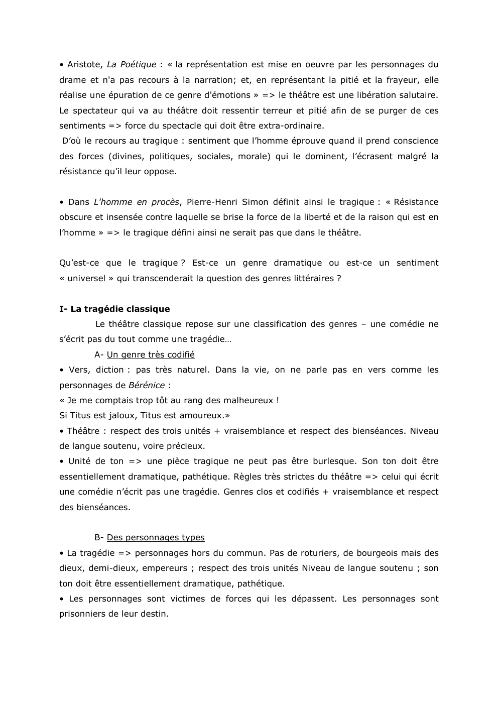 Prévisualisation du document • Aristote, La Poétique : « la représentation est mise en oeuvre par les personnages du
drame et n'a pas...