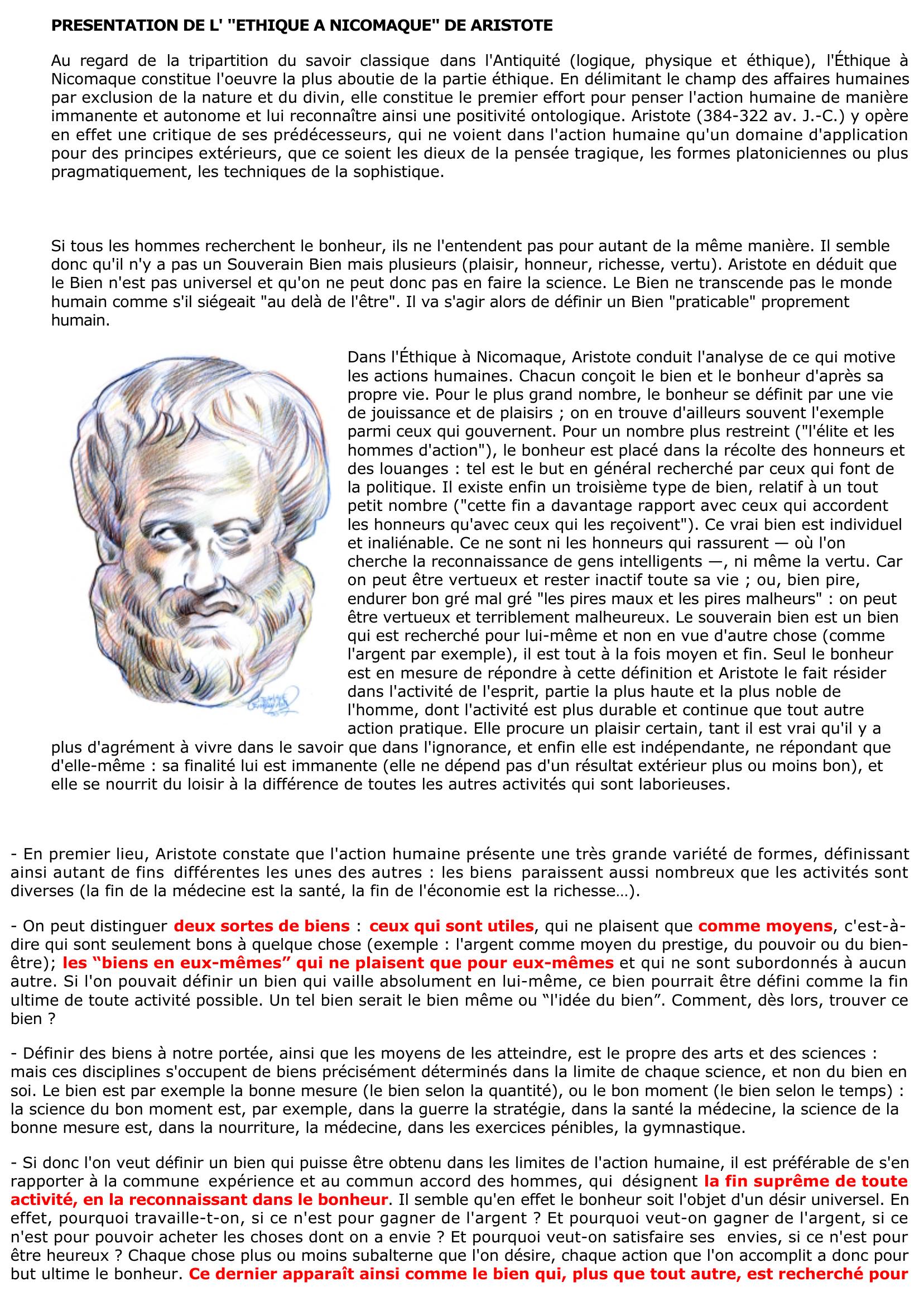 Prévisualisation du document Aristote: Le bonheur comme le souverain Bien
