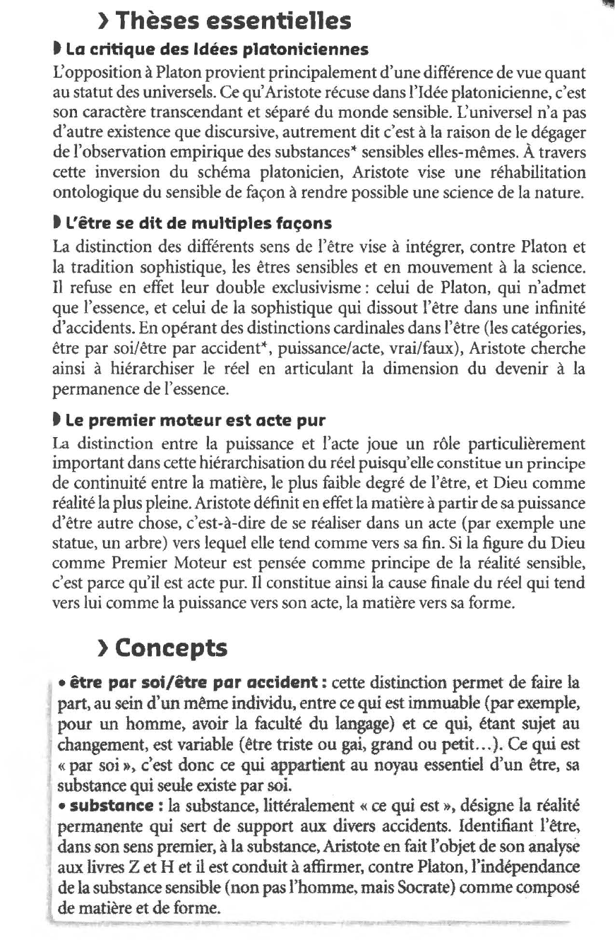 Prévisualisation du document ARISTOTE : METAPHYSIQUE (Résumé & Analyse)